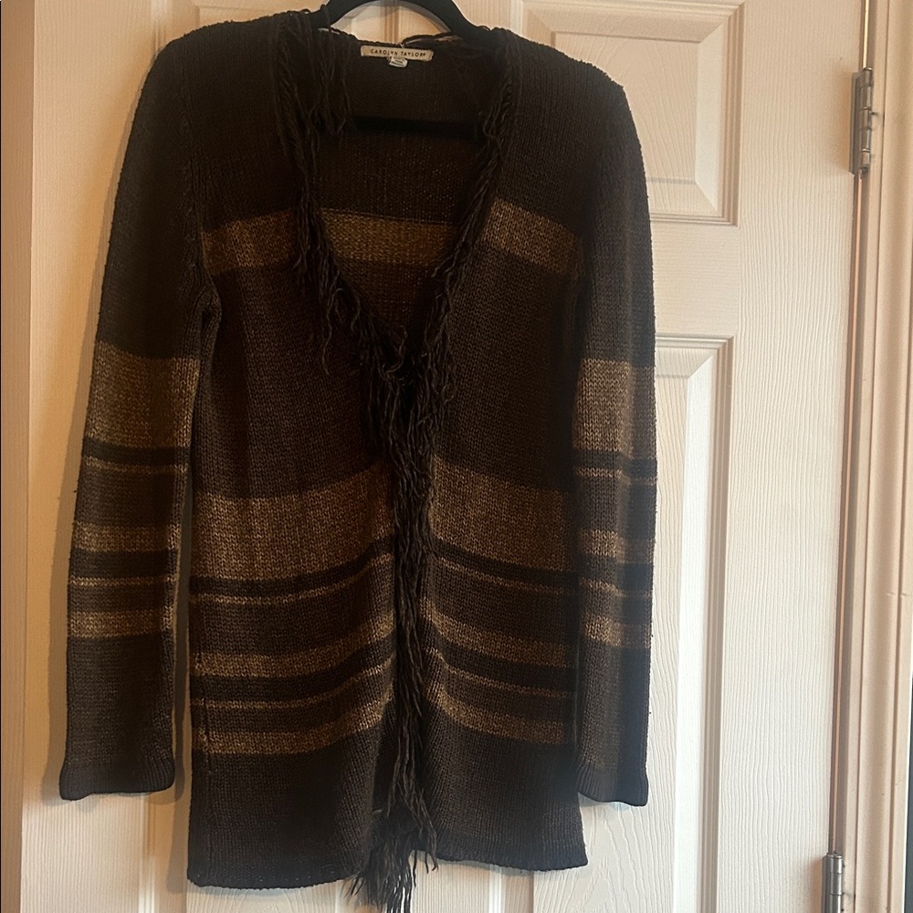 Stylish Brown Striped Women's Cardigan